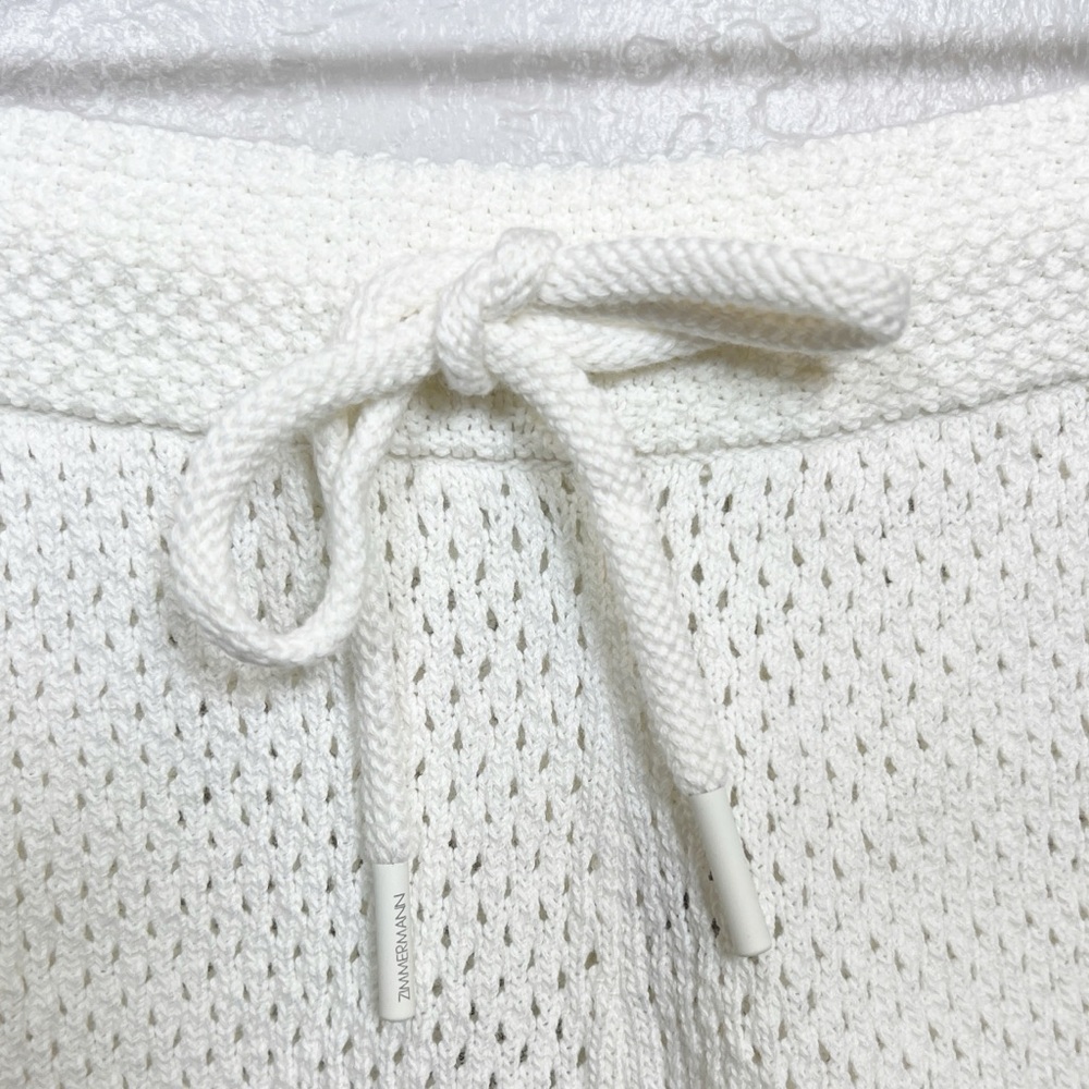 ZIMMERMANN Women’s Size 2/ US 8 White Raie Mesh Crochet-Knit Cotton Shorts - Picture 6 of 15
